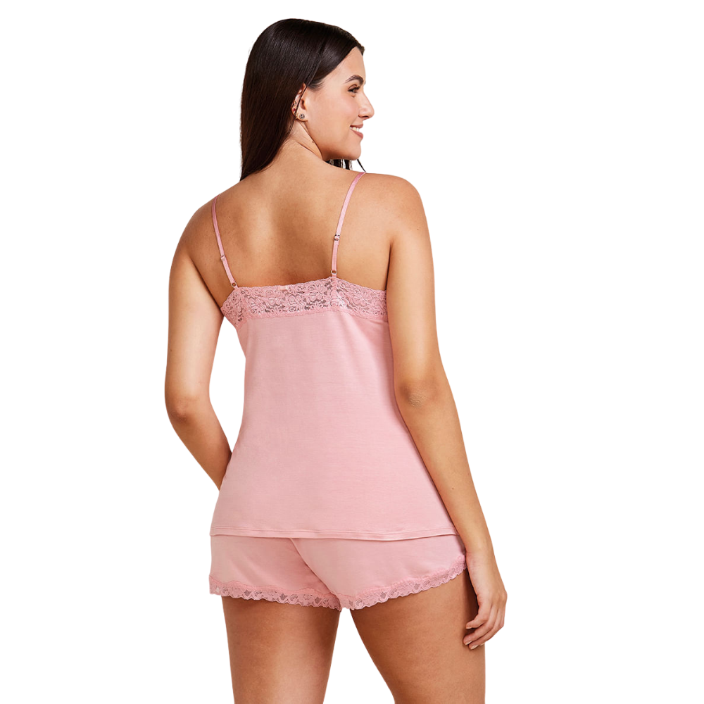 Hope | Short Doll De Tirantes Finos En Viscosa Y Encaje Happy