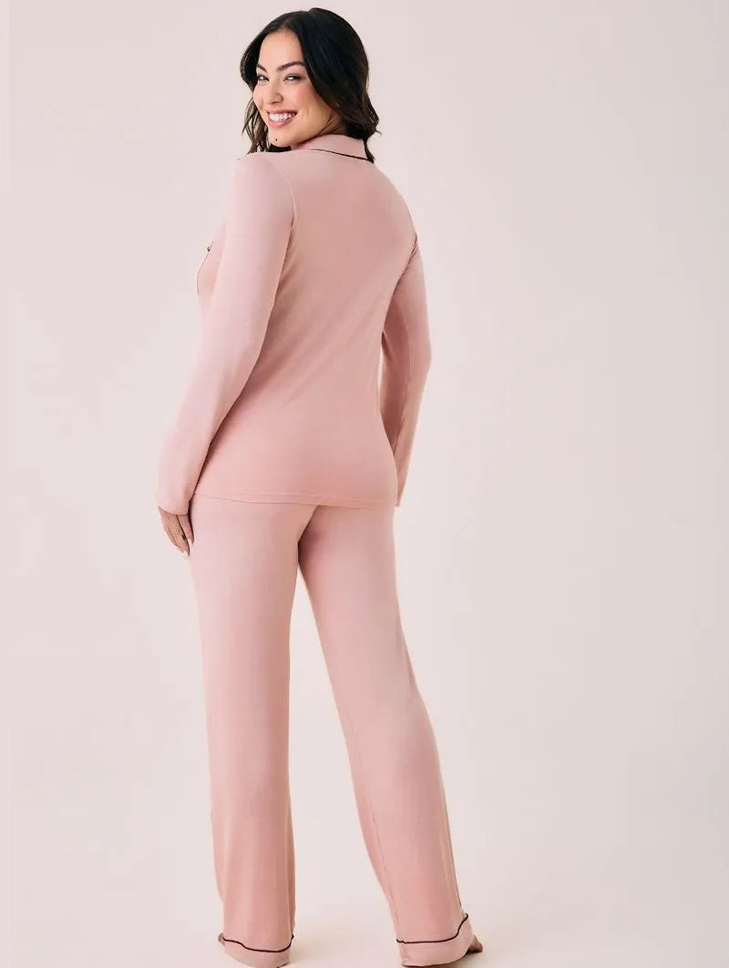 Hope | Pijamas Largo en Viscosa con Ribetes Mosqueta para Dama