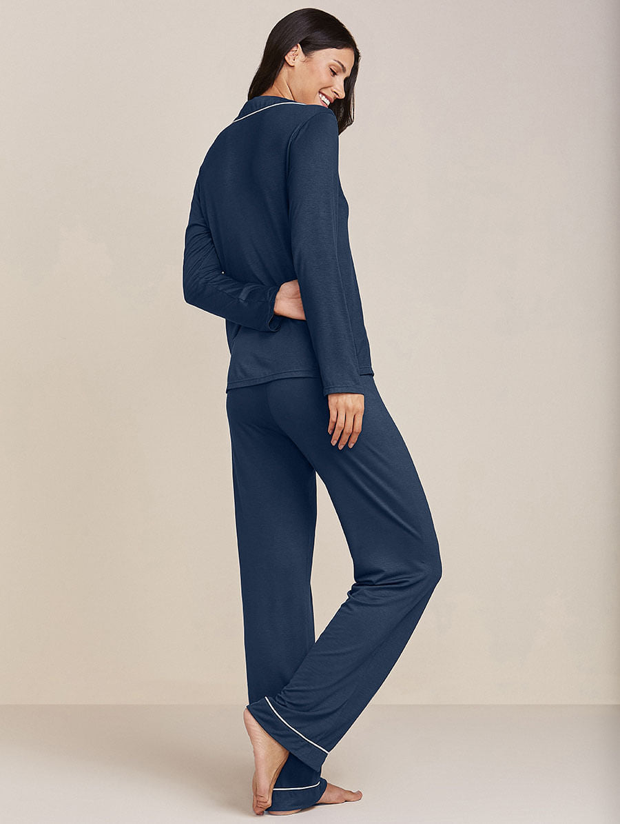Hope | Pijamas Largo en Viscosa con Ribetes Mosqueta para Dama