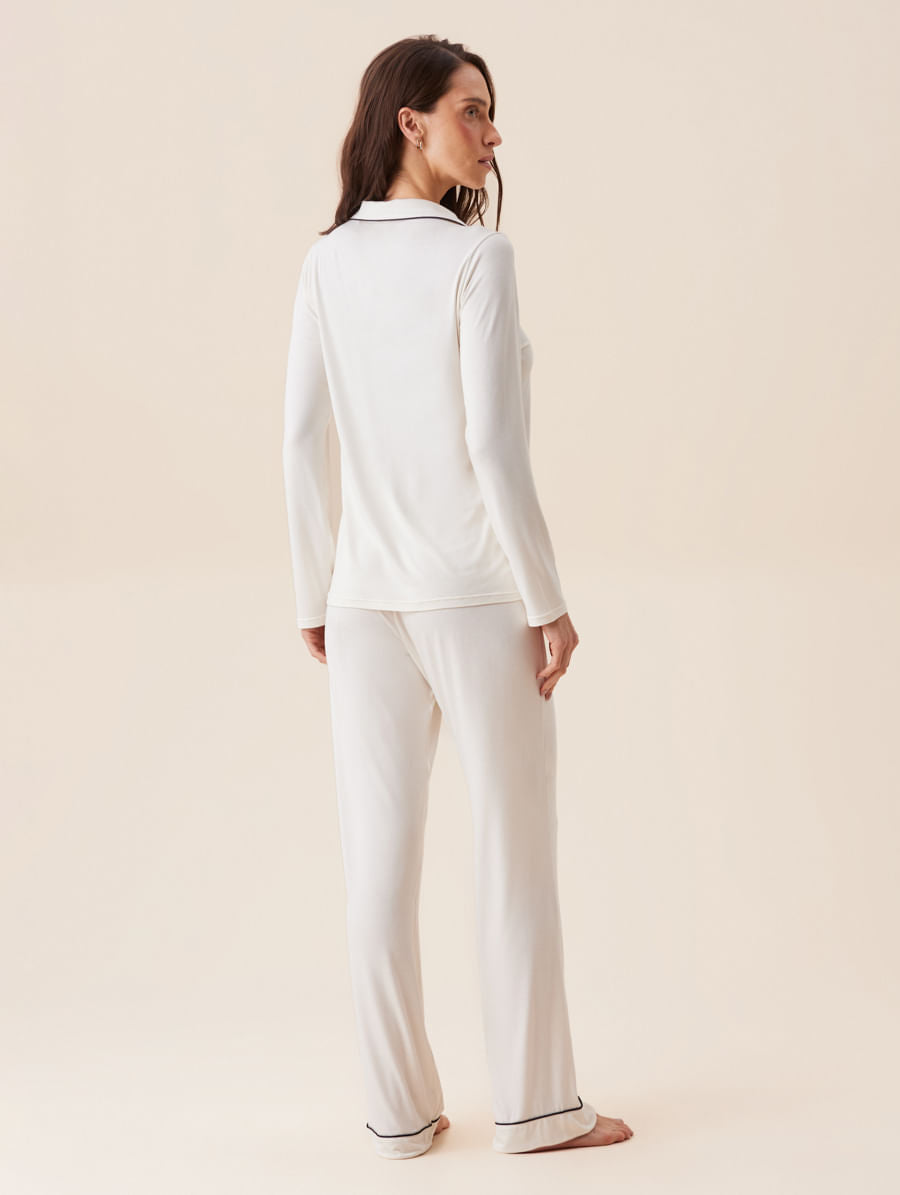 Hope | Pijamas Largo en Viscosa con Ribetes Mosqueta para Dama