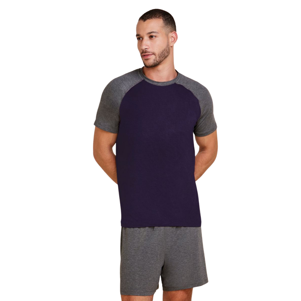 Hope | Pijama Corto Masculino Bicolor Raglán en Viscosa