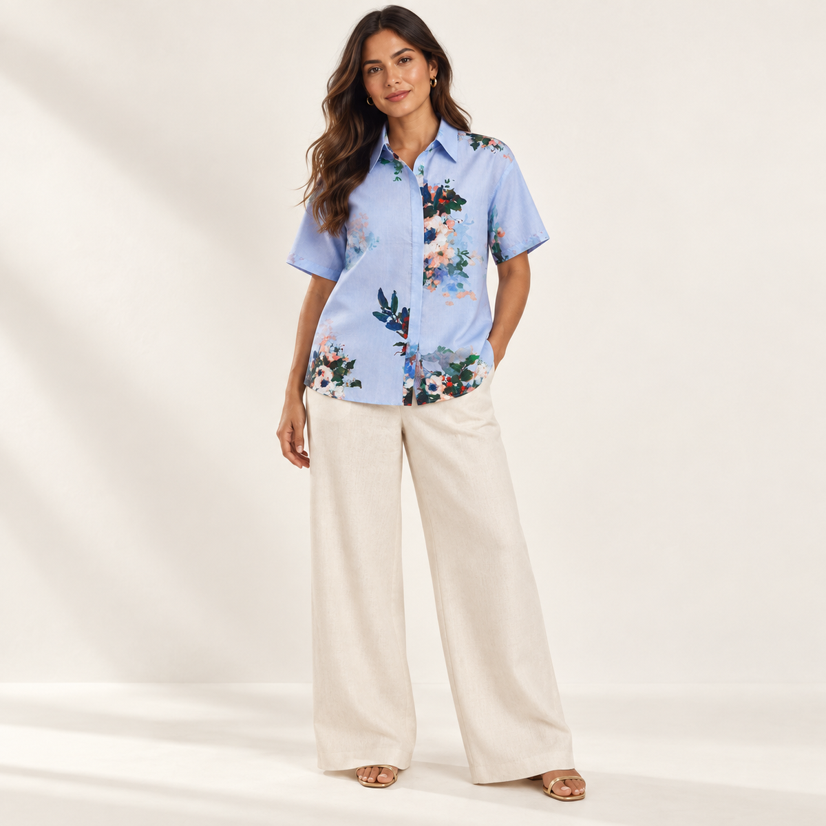 Olea | Camisa de manga corta con estampado floral