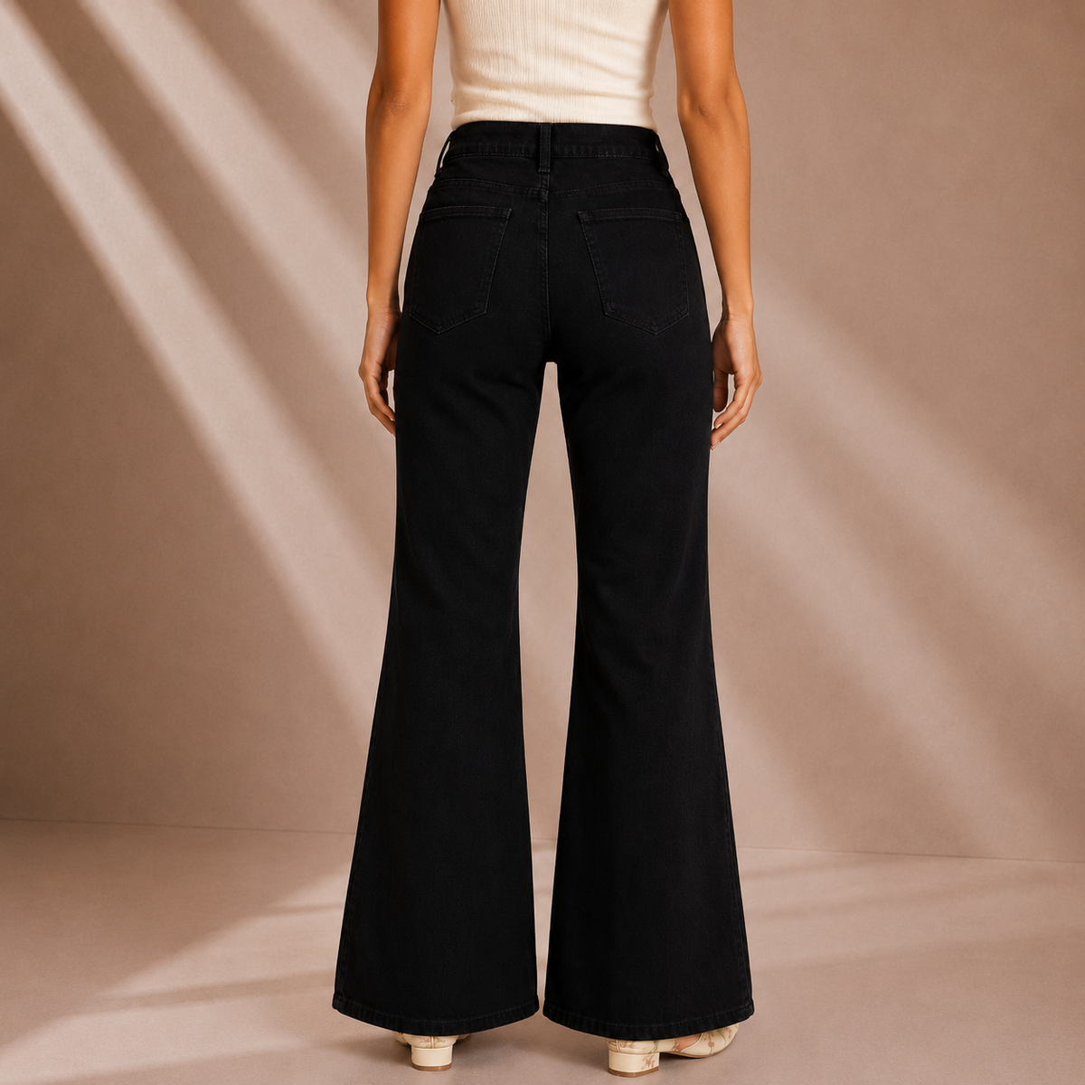 Olea | Vaqueros Denim de Tiro Alto Estilo Pierna Ancha para Dama