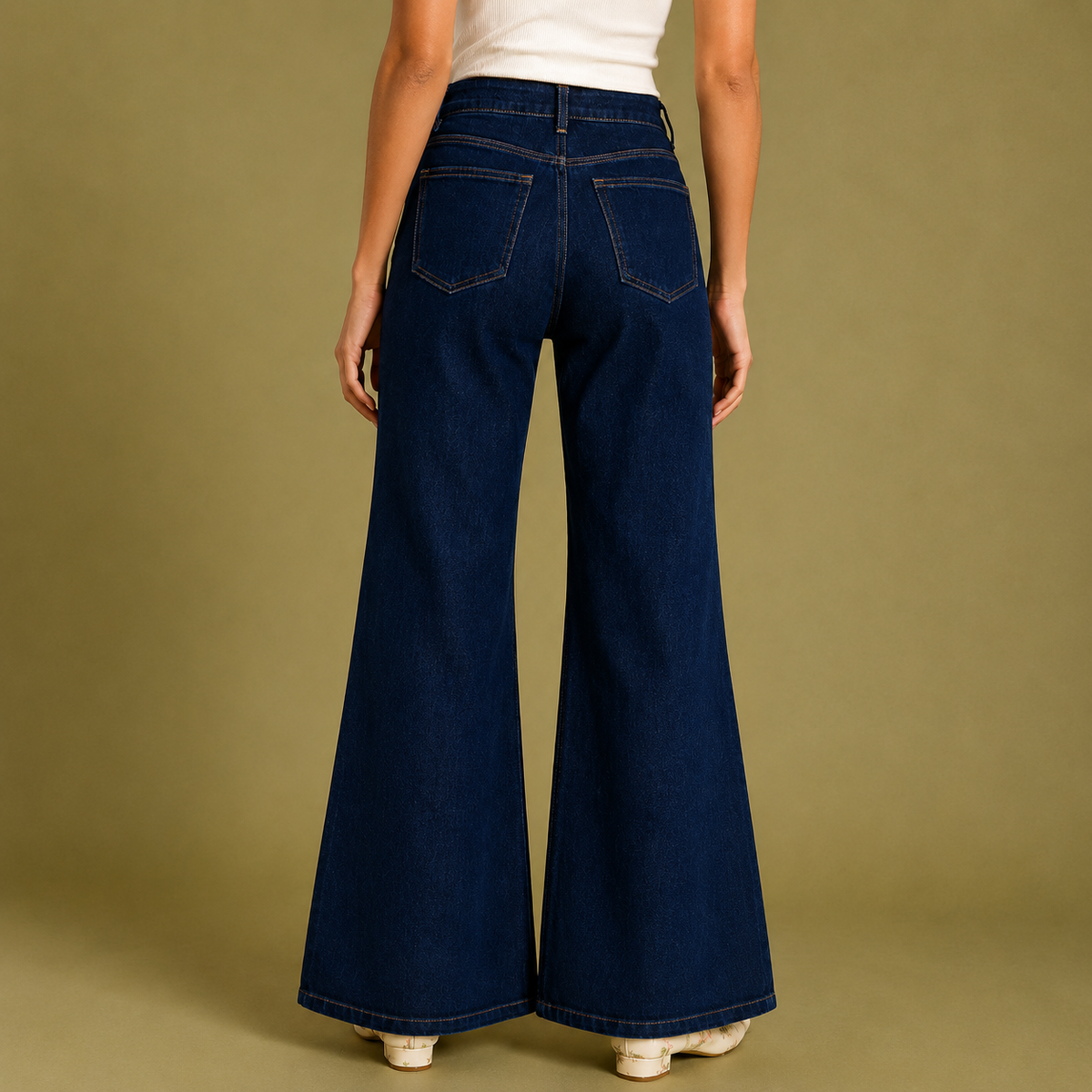 Olea | Vaqueros Denim de Tiro Alto Estilo Pierna Ancha para Dama