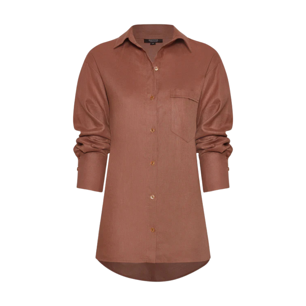 Camisa Giorgina Padova en lino oversize, vista frontal
