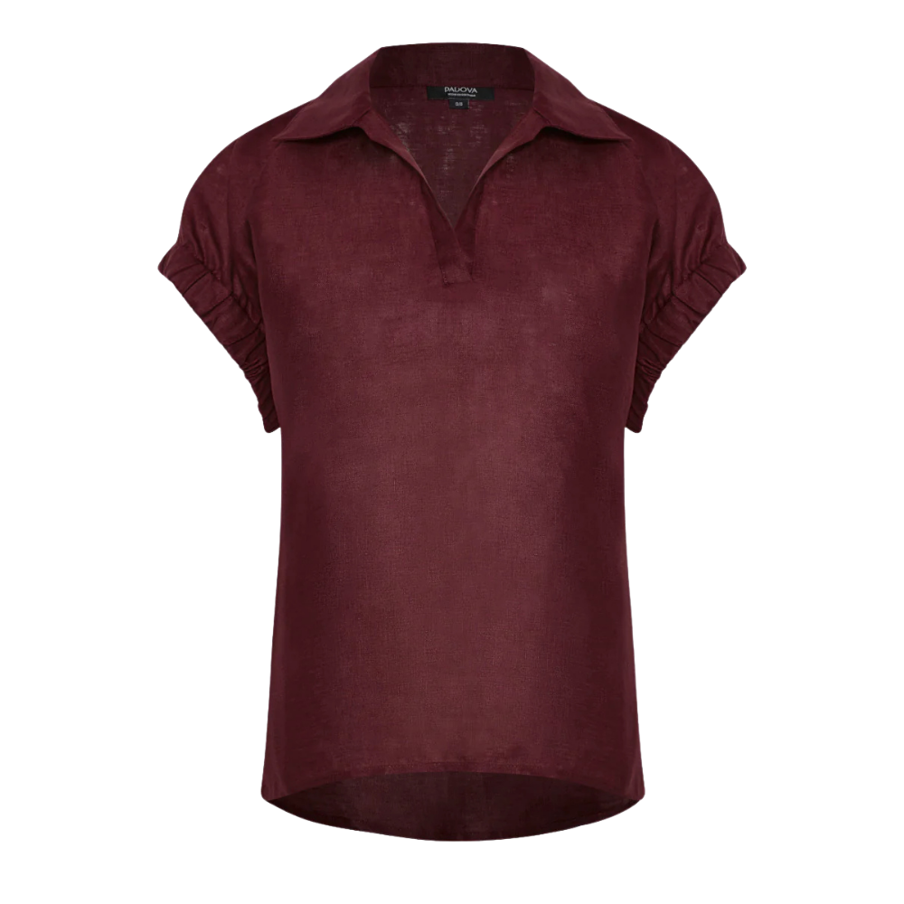 Blusa Janine cuello camisero escote en V - vista frontal uva escote V elegante