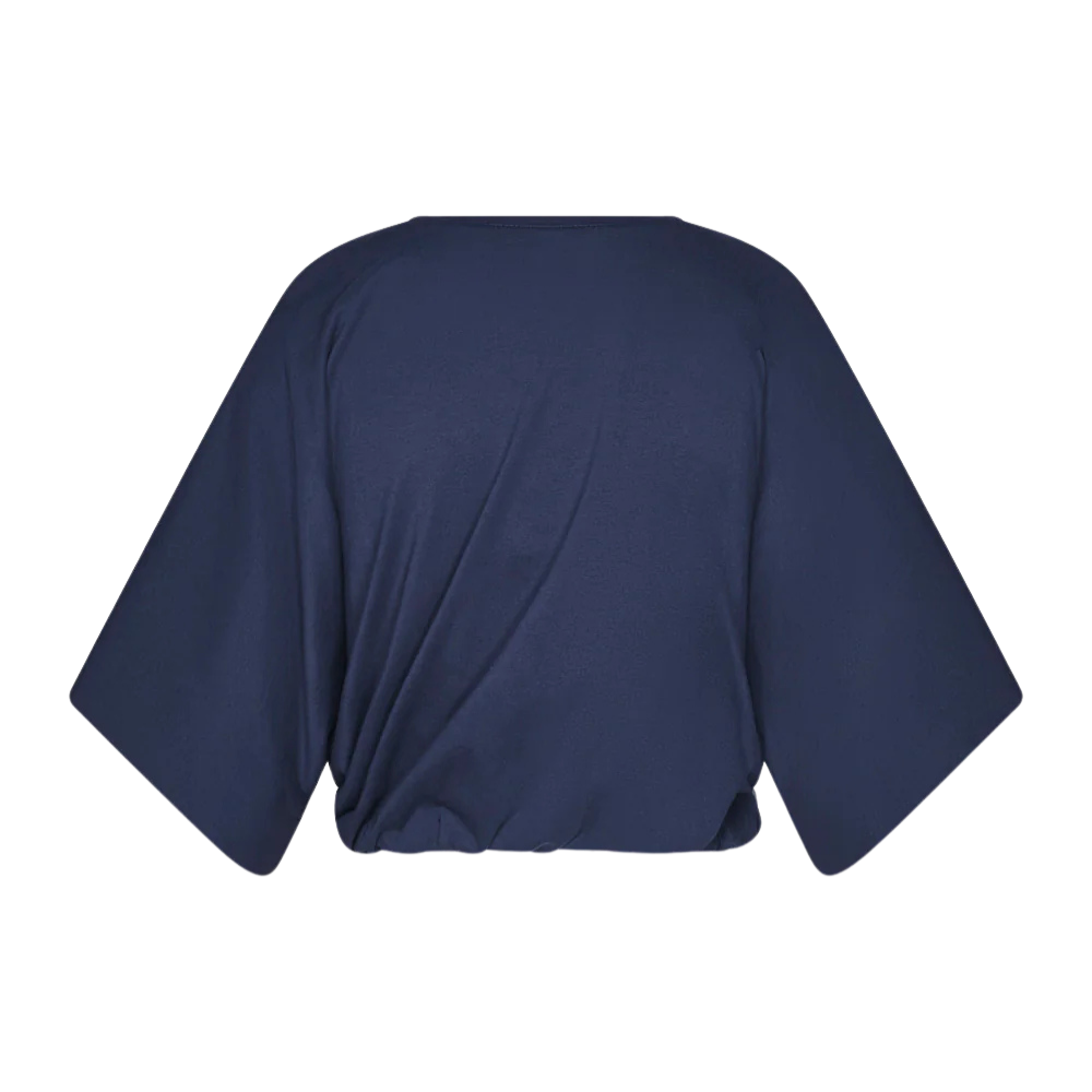 Crop Top Notre-Dame frunce algodón - vista lateral light beige cuello redondo algodón 100%