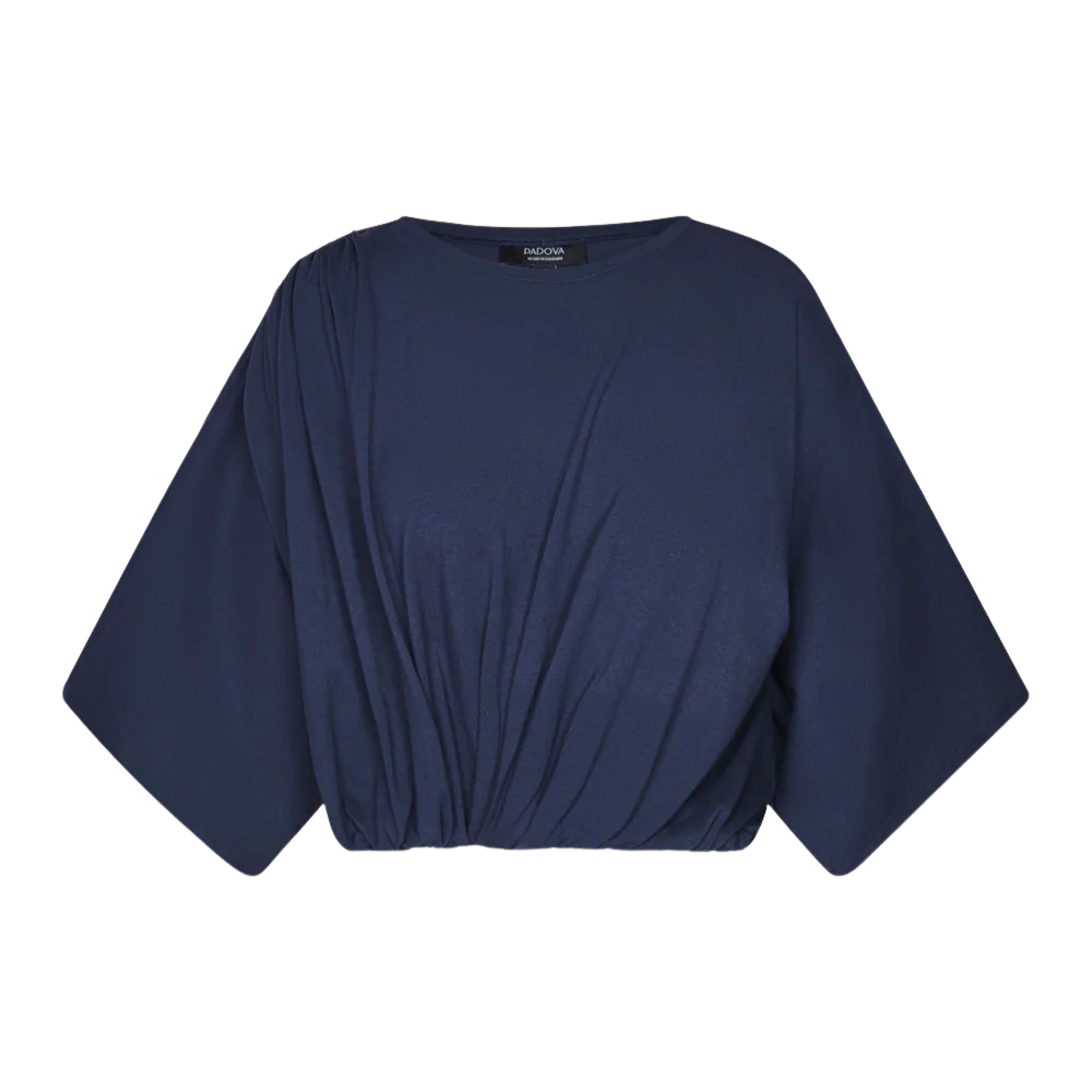 Crop Top Notre-Dame frunce algodón - vista frontal light beige mangas amplias frunce central