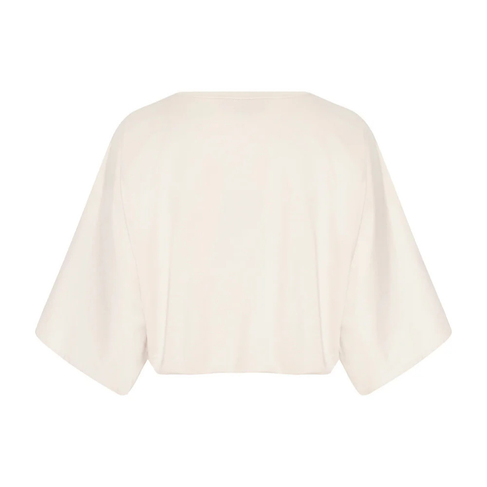 Crop Top Notre-Dame frunce algodón - vista lateral azul navy definición cintura silueta femenina