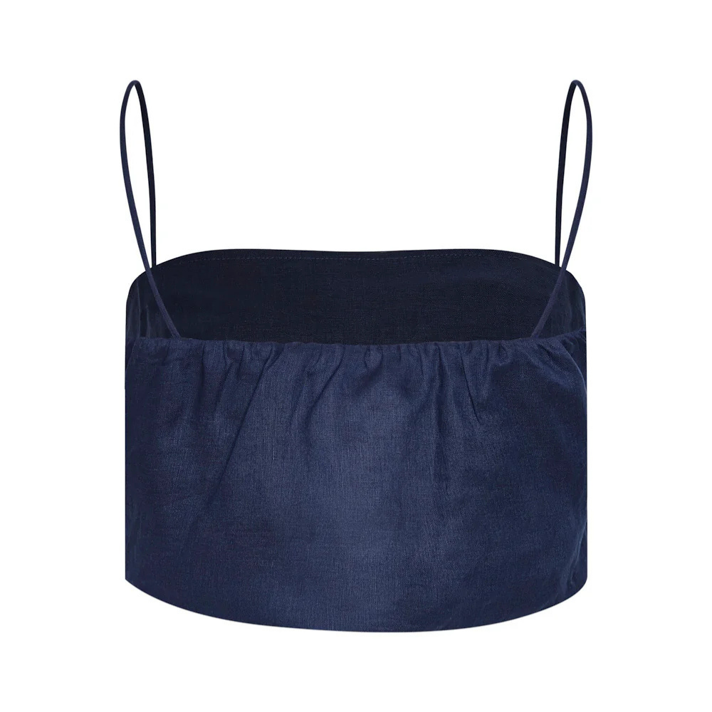 Crop Top Notre-Dame bordado floral lino - detalle bordado floral relieve tono crema lino coffee