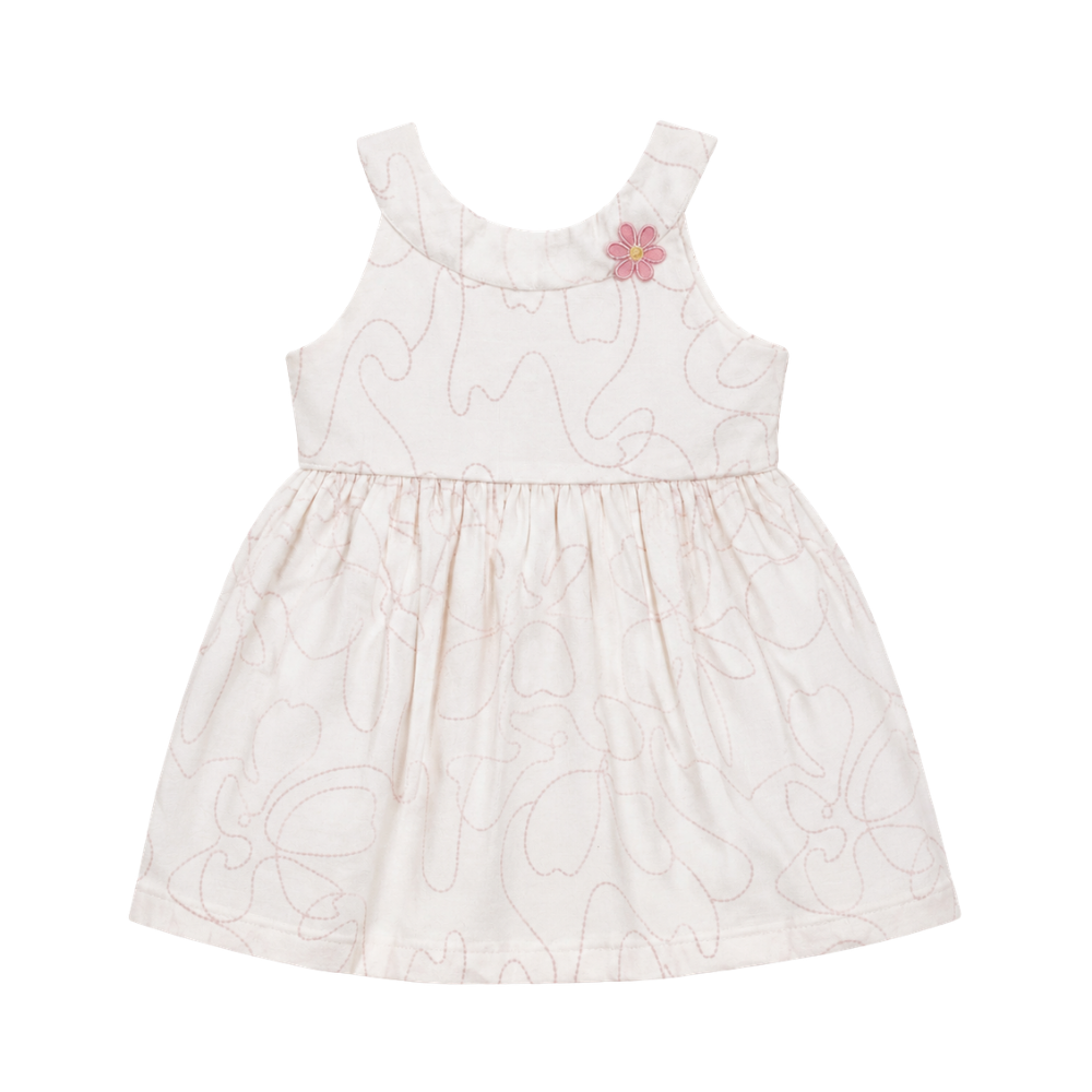 Chaticos | Vestido Corto Blanco con Bordado Sutil para Niña Bebé