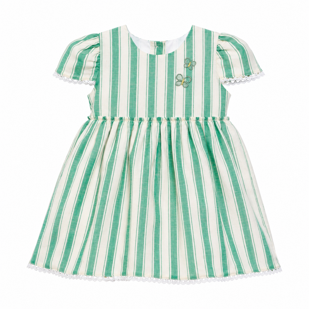 Chaticos | Vestido a Rayas y Mangas Cortas para Niña Bebé