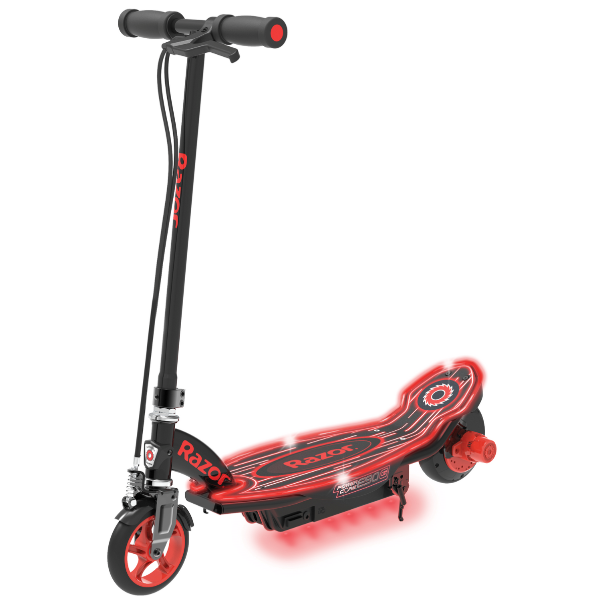 Razor Power Core E90 Glow Scooter Eléctrico, Negro con Rojo