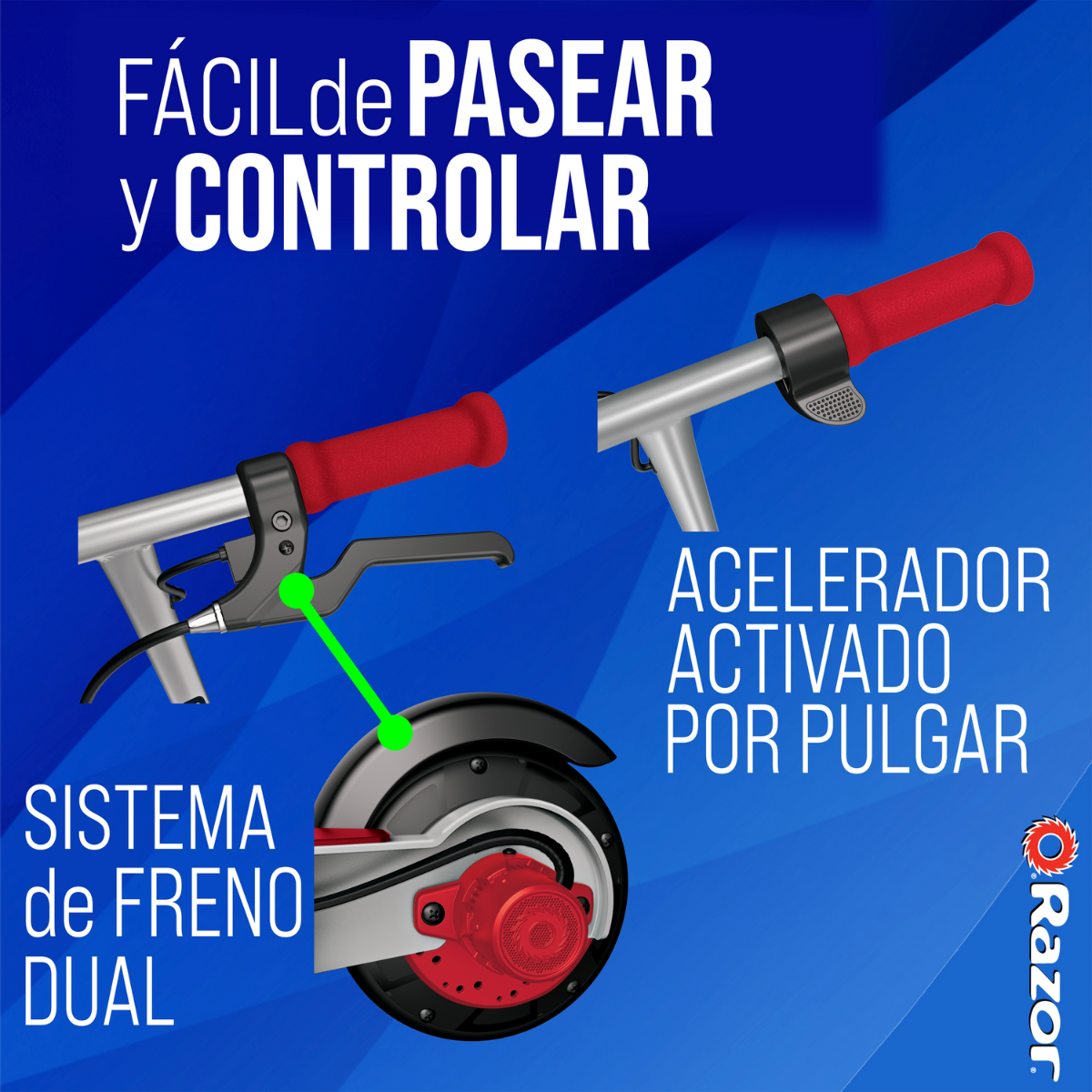 Razor E100 Scooter Eléctrico, Black Label, Plata/Rojo