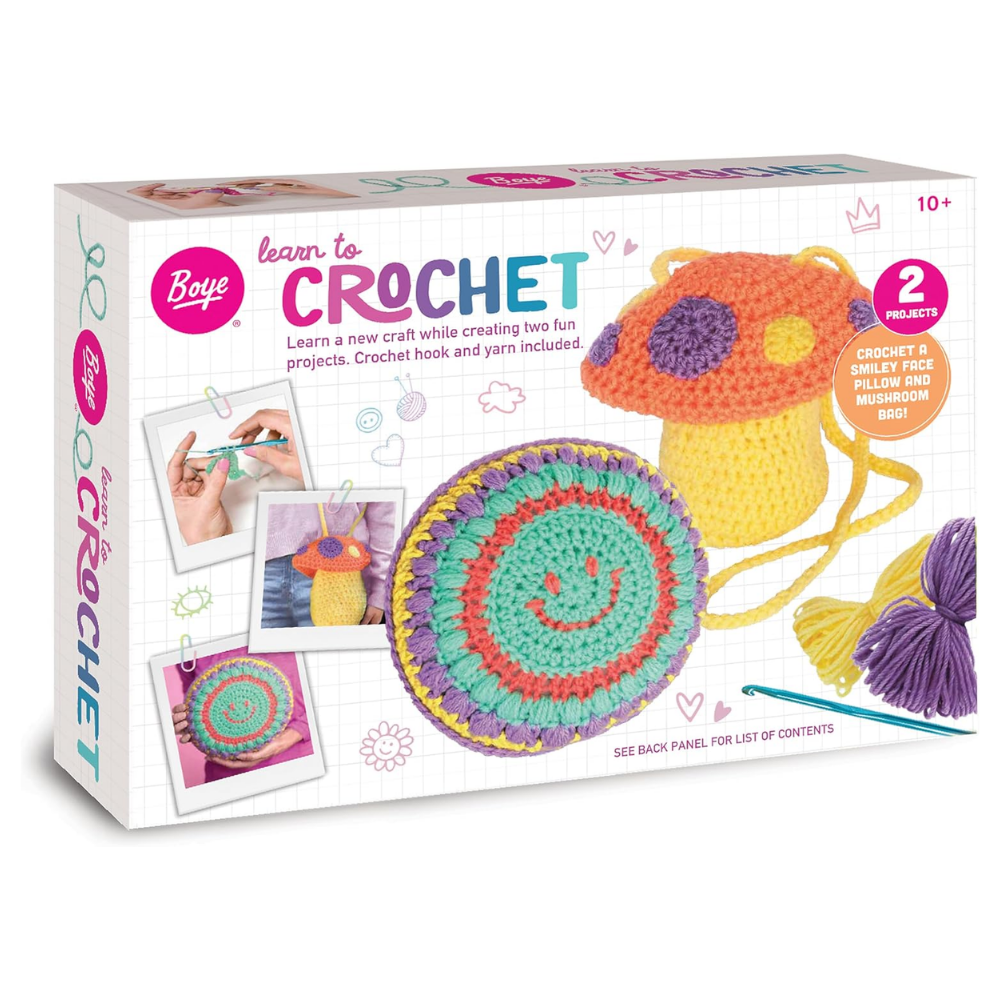 Anker Play | kit  Bolsa de hongos y almohada de cara sonriente Learn to Crochet