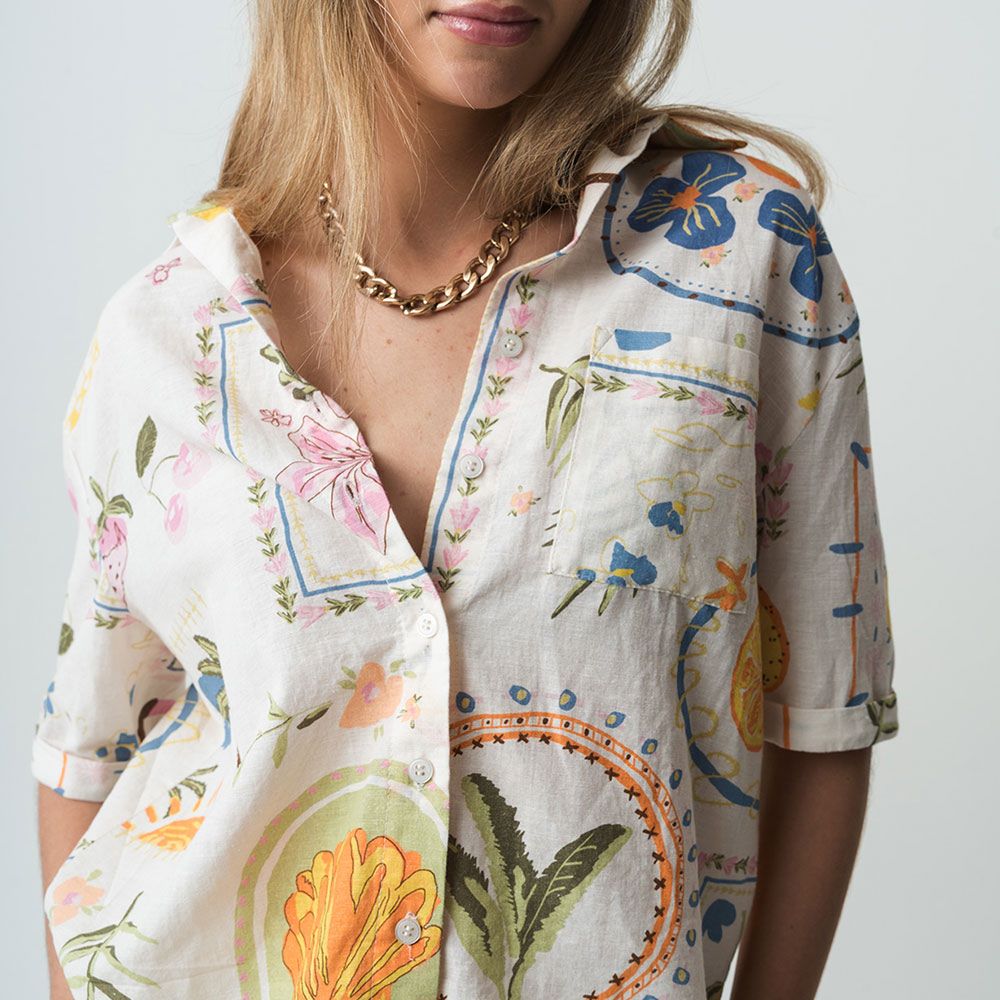 NAF NAF | Camisa Manga Corta con Estampado de Flores.