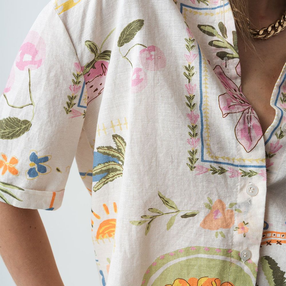 NAF NAF | Camisa Manga Corta con Estampado de Flores.