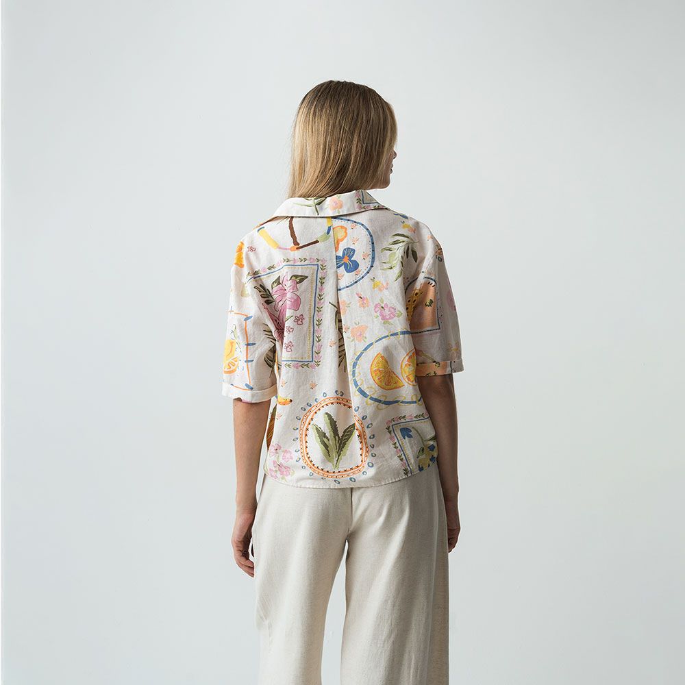 NAF NAF | Camisa Manga Corta con Estampado de Flores.