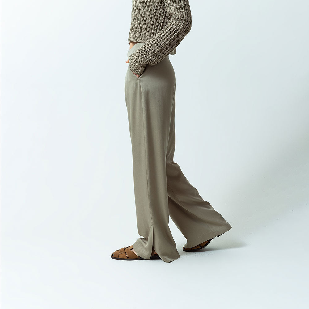 Naf Naf Pantalón Flora Verde Oleoso
