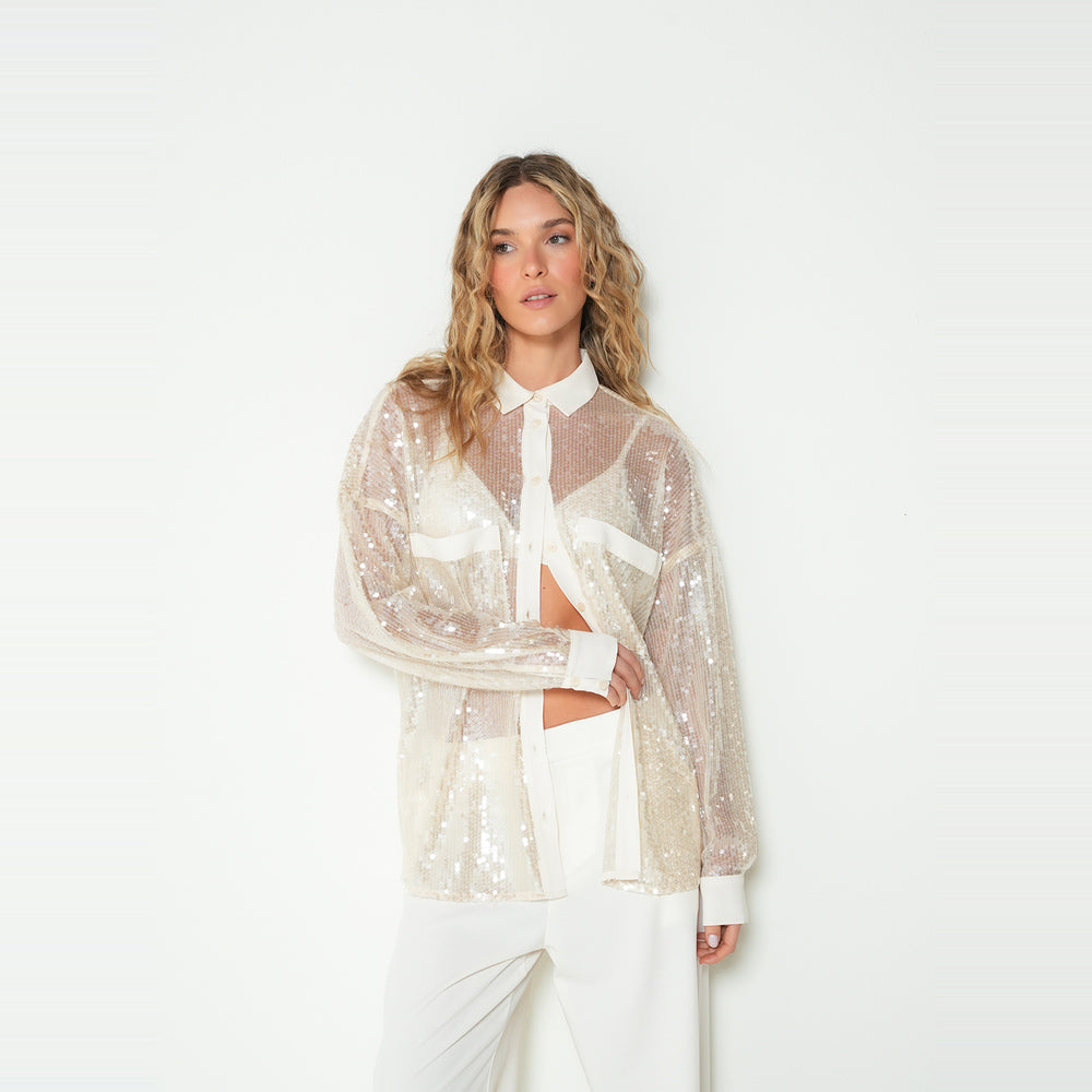 NAF NAF | Camisa con transparencia y lentejuelas
