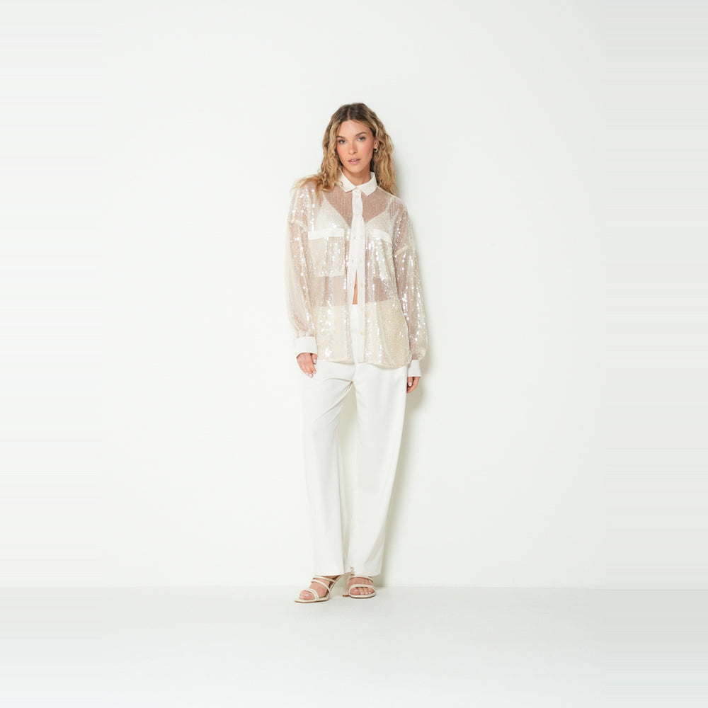 NAF NAF | Camisa con transparencia y lentejuelas