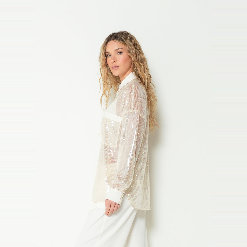 NAF NAF | Camisa con transparencia y lentejuelas