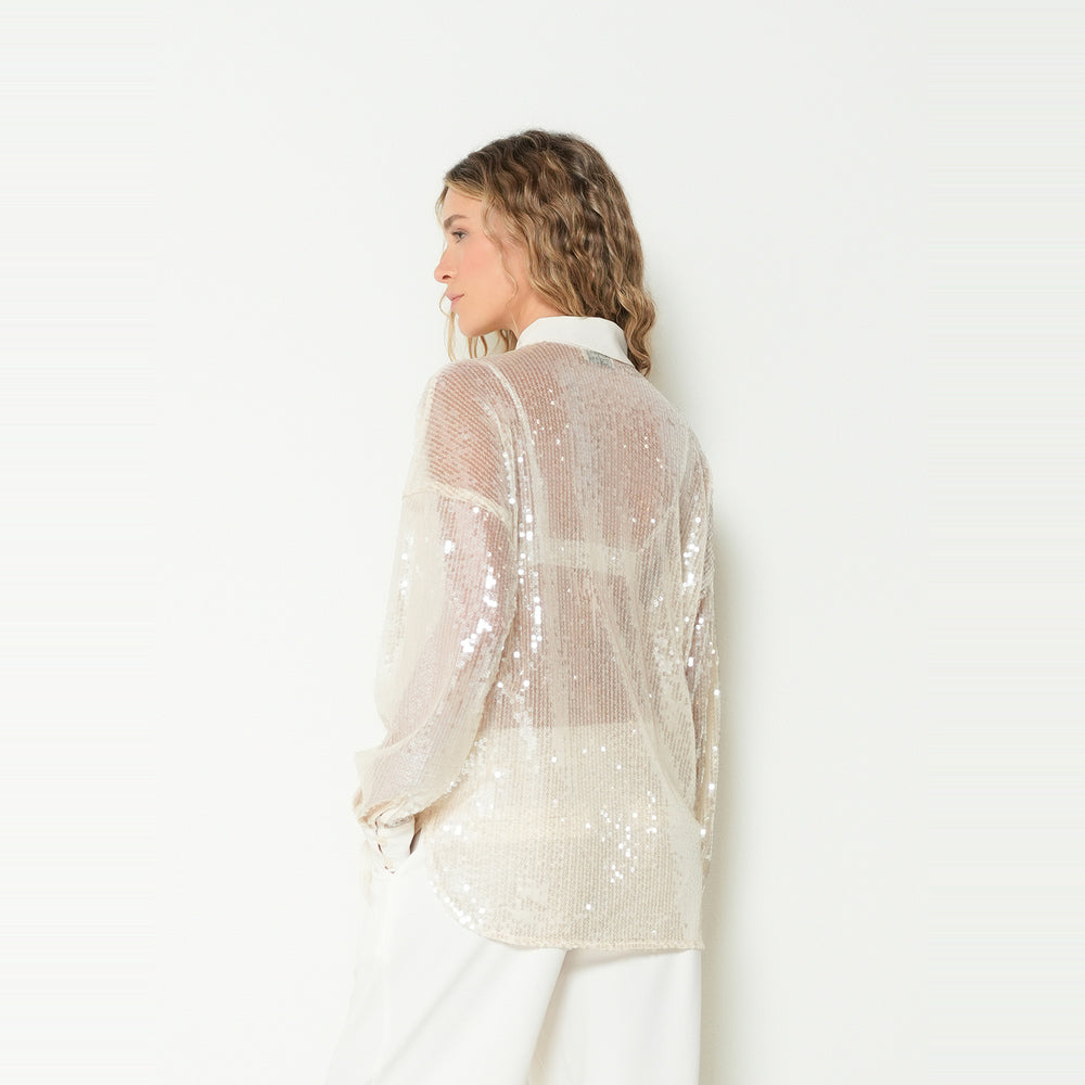 NAF NAF | Camisa con transparencia y lentejuelas