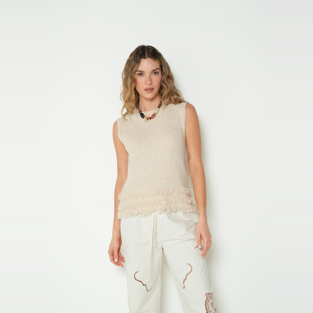 NAF NAF | Camiseta tejida con flecos