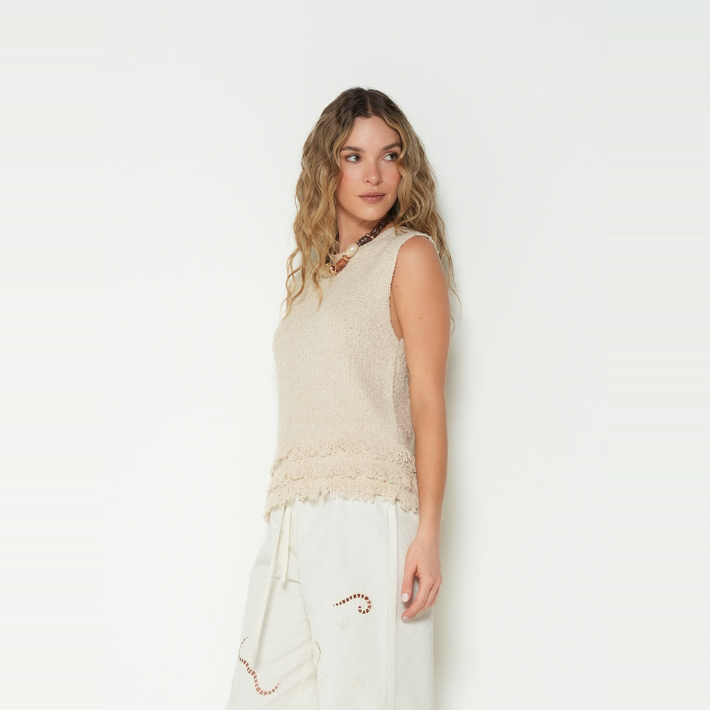 NAF NAF | Camiseta tejida con flecos