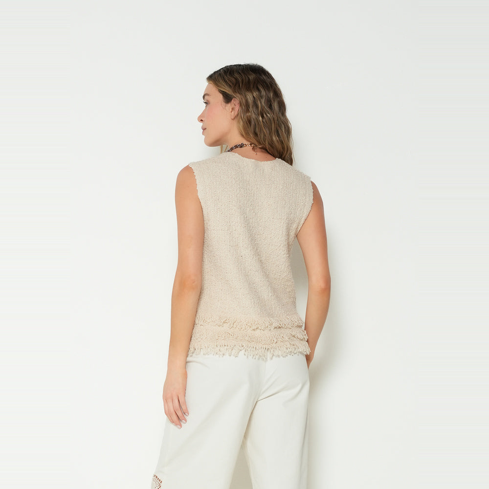 NAF NAF | Camiseta tejida con flecos