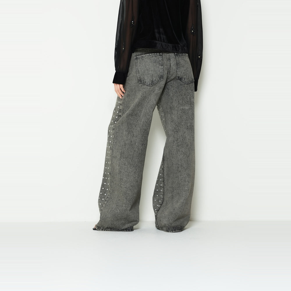 NAF NAF | Jean wide leg tiro medio con taches