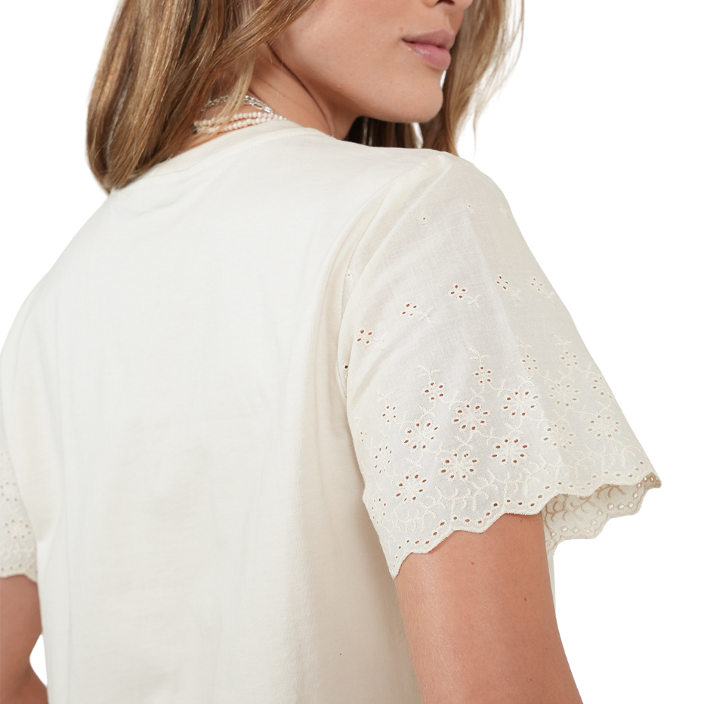 Naf Naf  |  Camiseta Con Encaje En Mangas