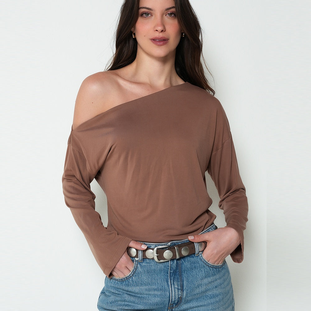 NAF NAF | Camiseta manga larga cuello asimétrico