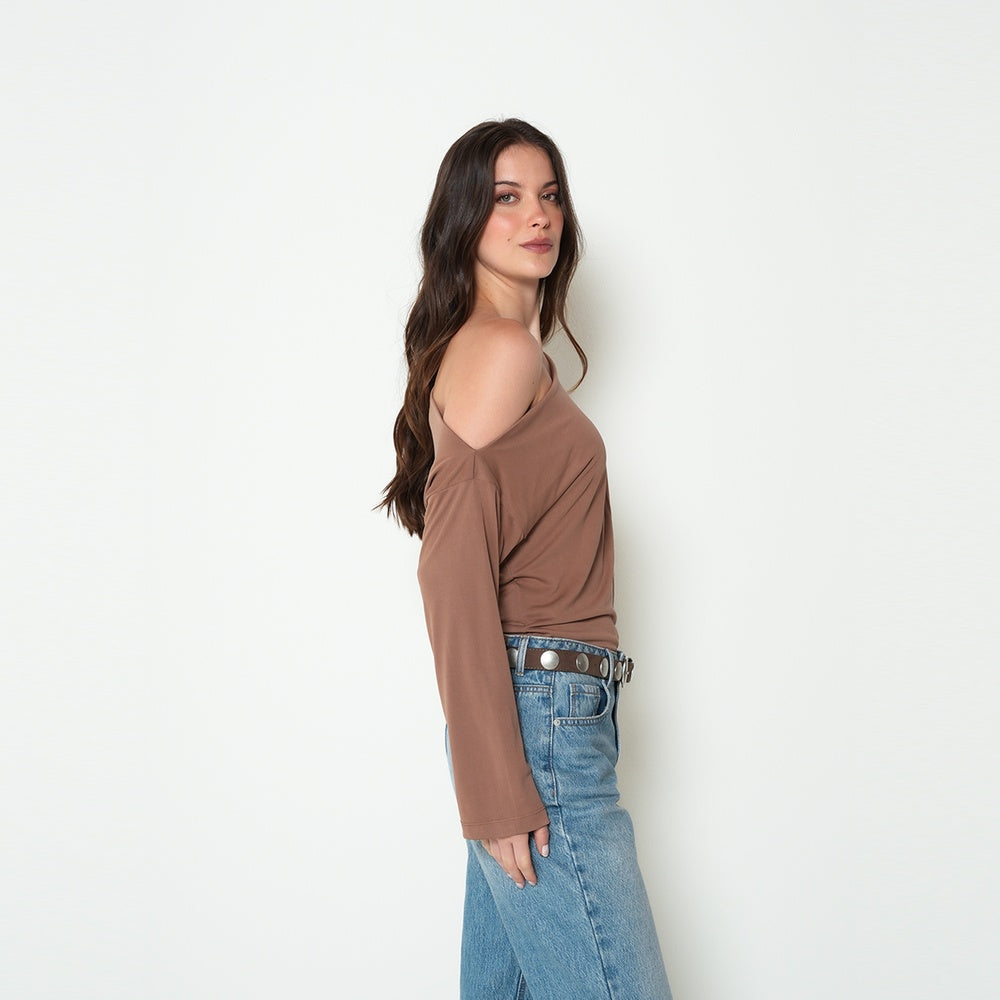 NAF NAF | Camiseta manga larga cuello asimétrico