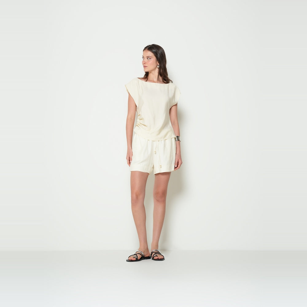 NAF NAF | Camisa cuello bandeja con drapeado lateral