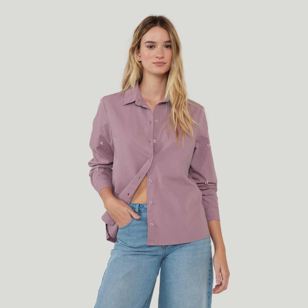 Naf Naf  |  Camisa Clásica Con Mini Perlas