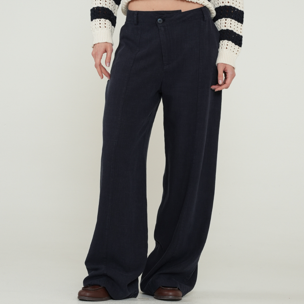 Naf Naf  |  Pantalón Wide Leg Con Pretina Asimétrica