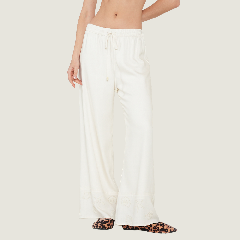Naf Naf  |  Pantalón Wide Leg Con Bordado Marino