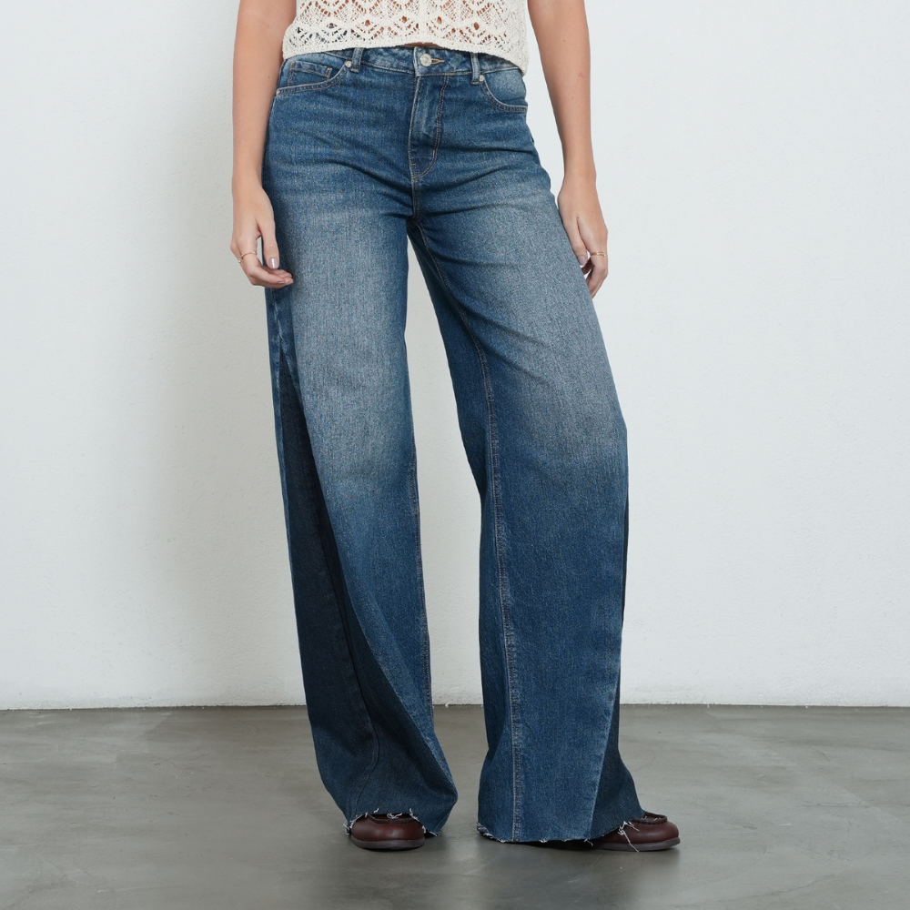 Naf Naf  |  Jean Wide Leg Con Dos Tonos