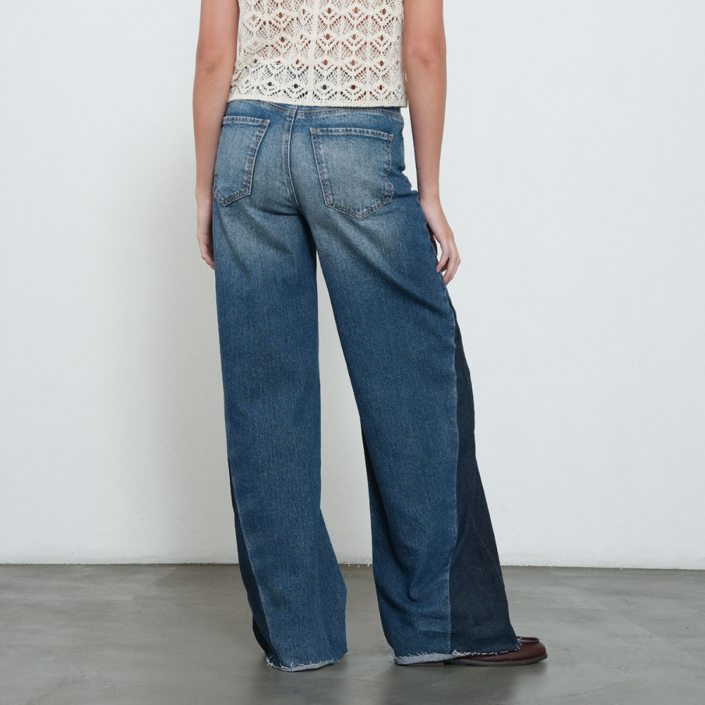 Naf Naf  |  Jean Wide Leg Con Dos Tonos