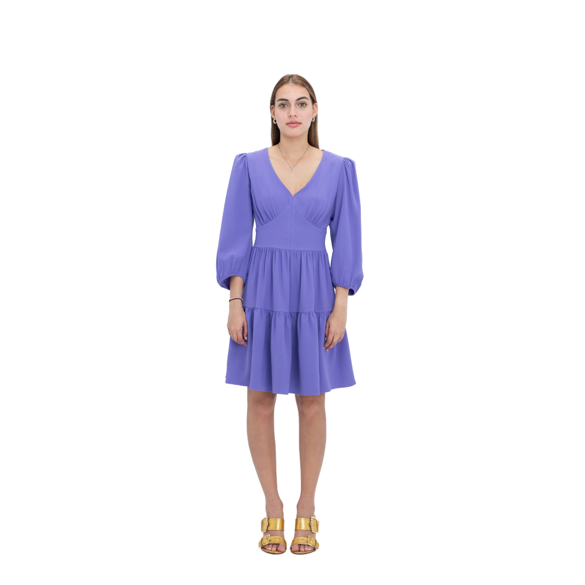 Camila Vestido Corto con Mangas Liso