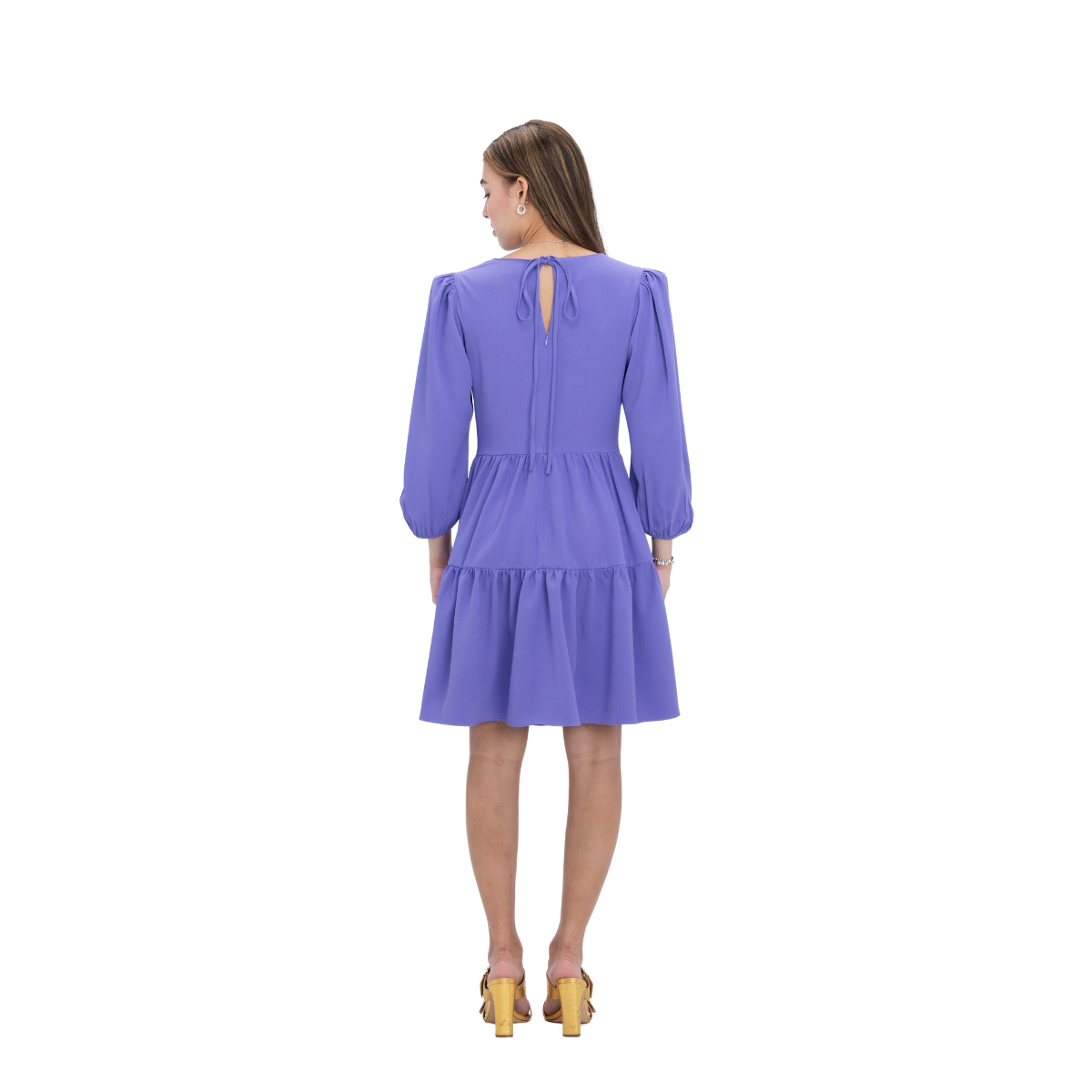 Camila Vestido Corto con Mangas Liso