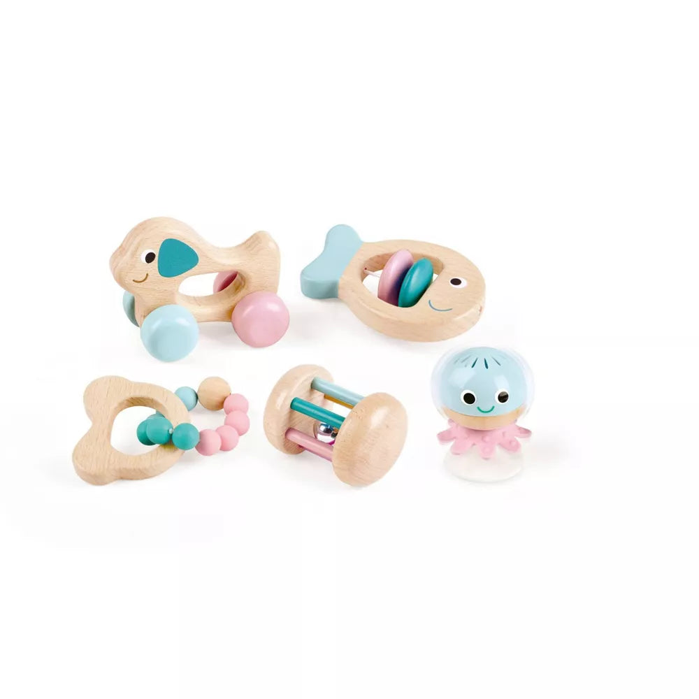 Hape | Set de Sonajero Sensorial y Mordedor de Múltiples Etapas