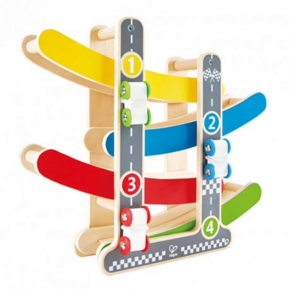 Hape | Circuito de Madera con Carritos de Carrera