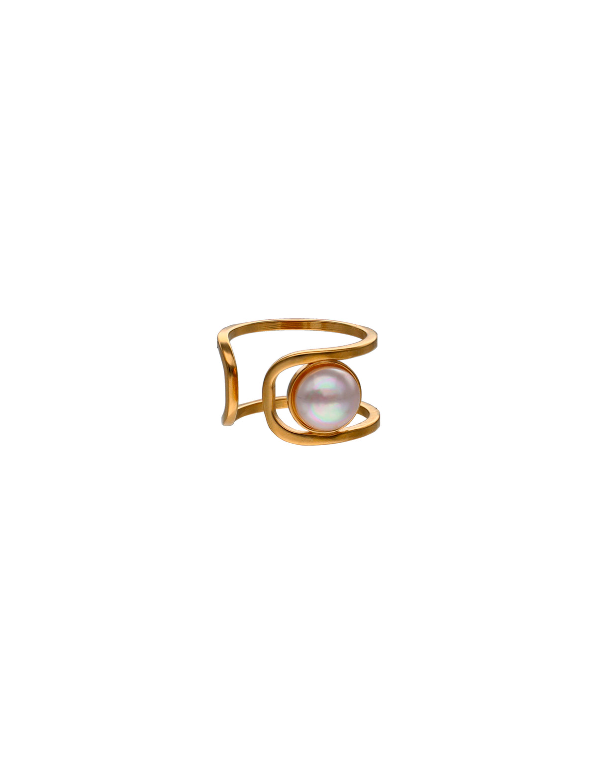Majorica |  Atenea Anillo Plata Rodia Perla