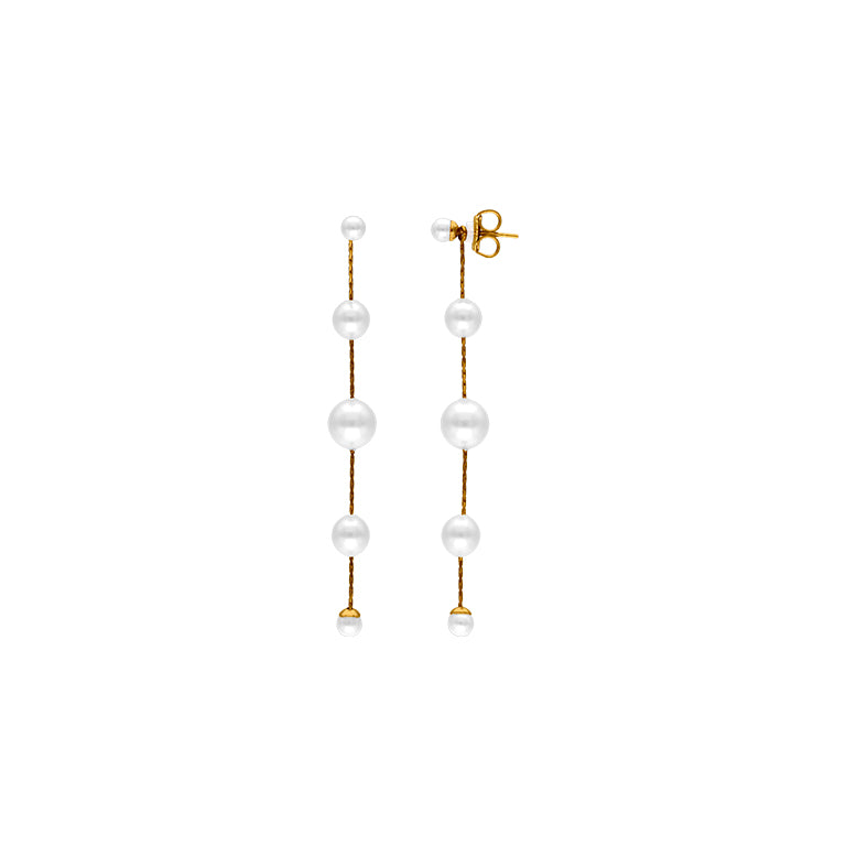 Majorica | Dangle Pendientes Plata Dorada Perla