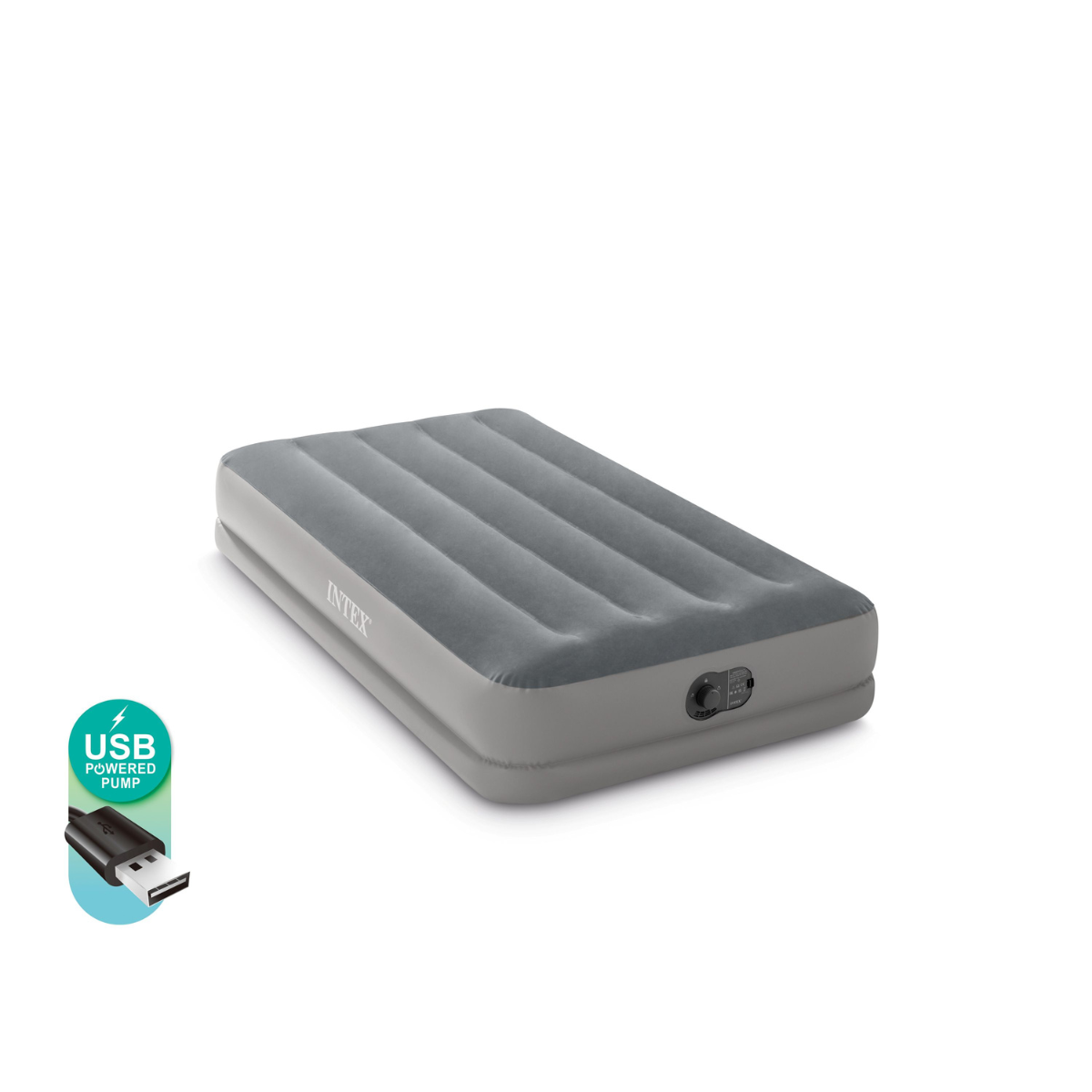 Intex | Colchón Inflable Twin Dura-Beam Prestige con Bomba USB FastFill™