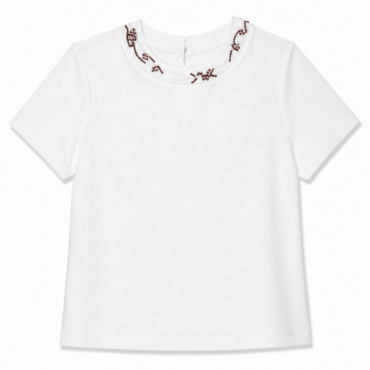 Olea | Camiseta Bordada de Algodón en Blanco