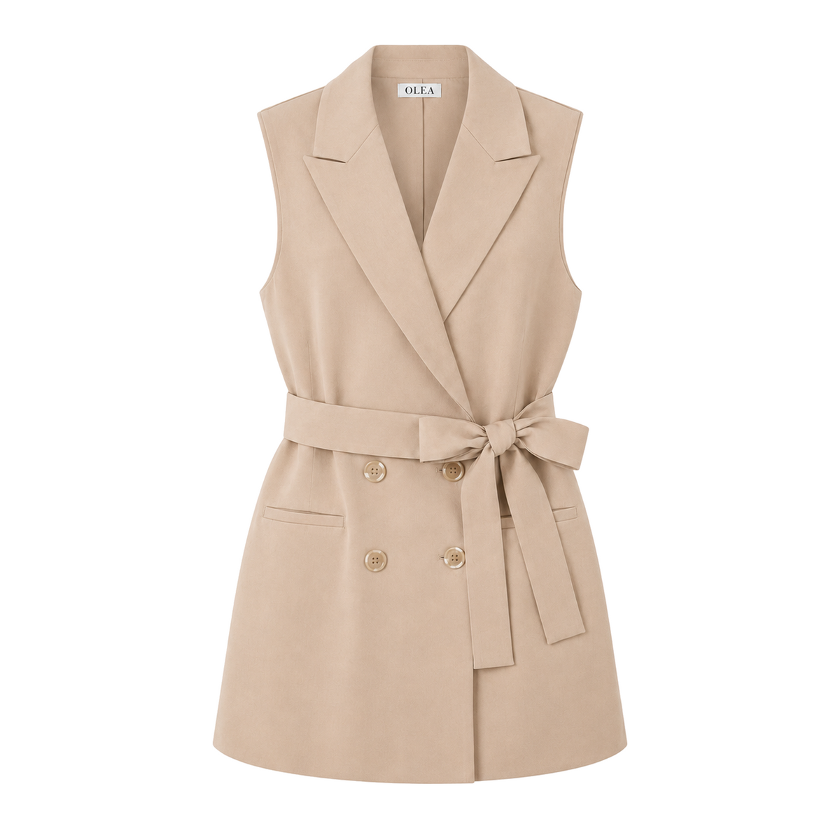 Olea | Chaleco Sastre Beige con Cinturón para Dama