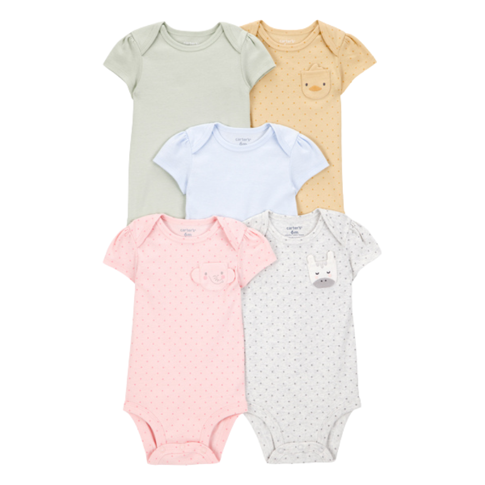 Carter's | Pack de 5 Bodies de Algodón de Manga Corta
